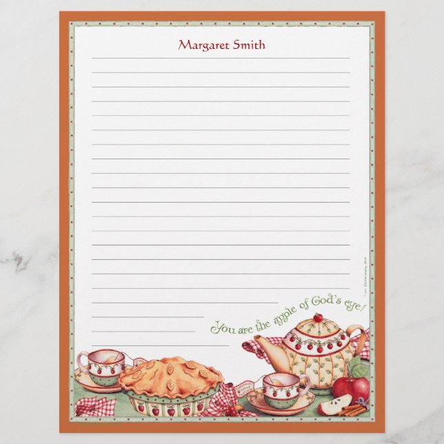 Apple of God's Eye Customizable Recipe Stationery (Frente)