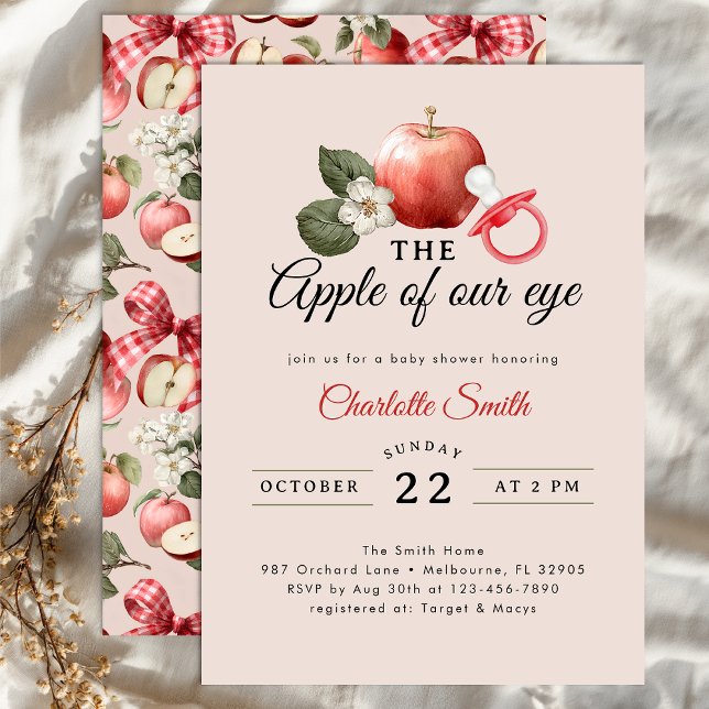 Apple Rústica do Convite para Chás de fraldas (Apple Baby Shower Invite)