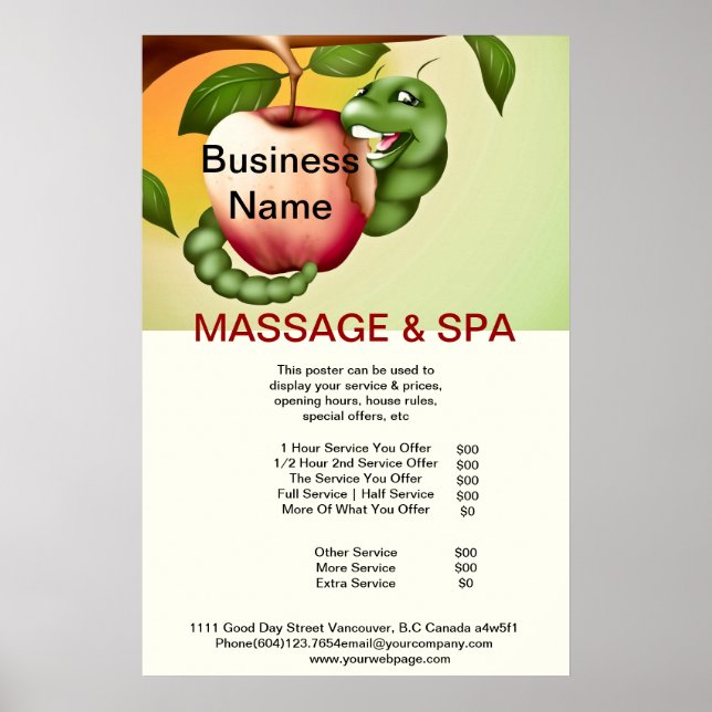 Apple Spa Massage Beauty Salon Poster (Frente)