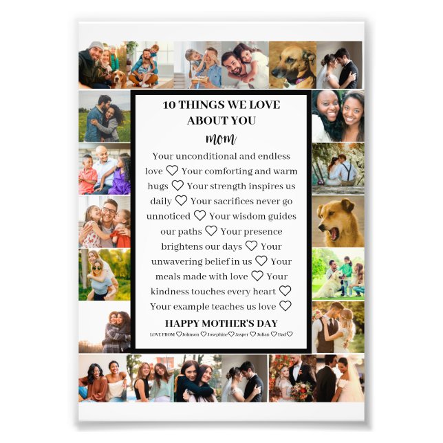 Apreciação da mãe | Colagem de fotos do dia de as  (Frente)