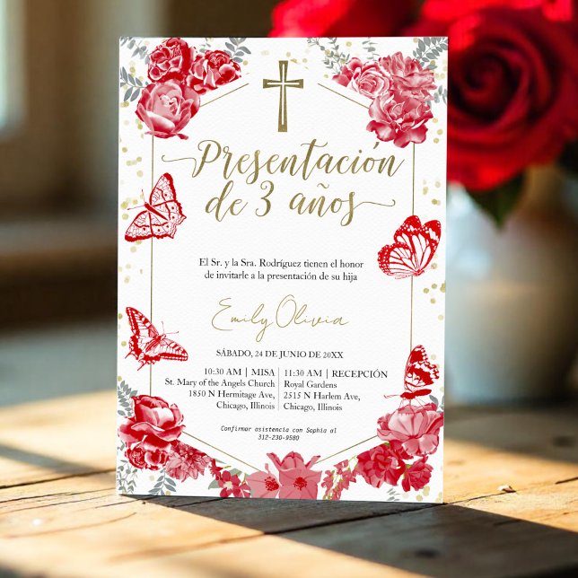 Apresentação 3 años Espanhol Convite Borboleta (Criador carregado)