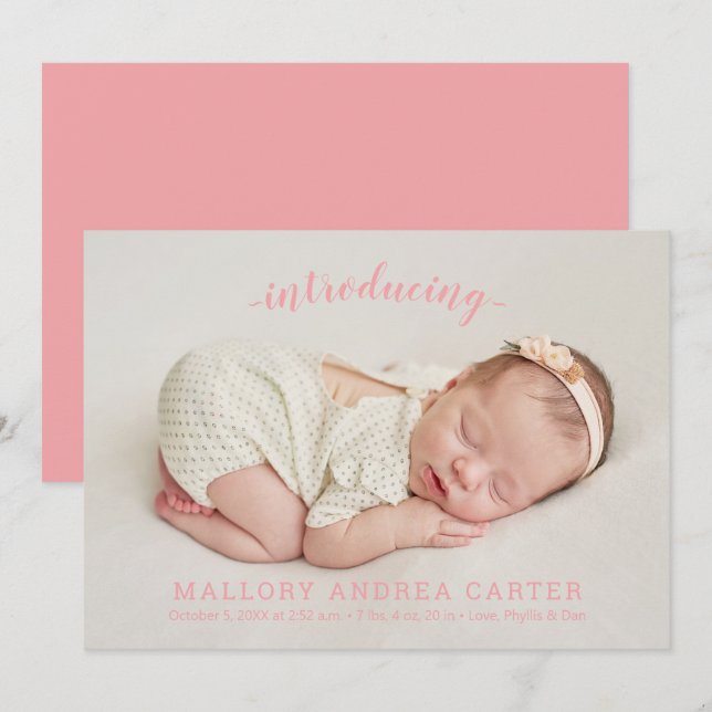 Apresentando Nosso Anúncio De Nascimento Da Foto D (Frente/Verso)