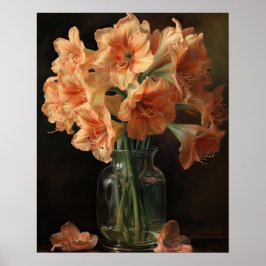 Apricot Amaryllis Flores Impressão