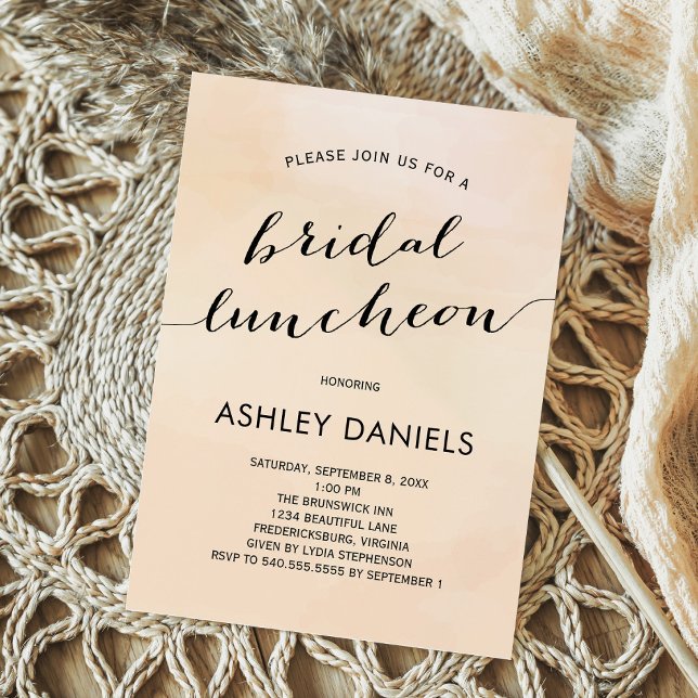 Apricot Watercolor Bridal Luncheon Convite (Criador carregado)