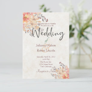 Apricot watercolor convite para casamento floral
