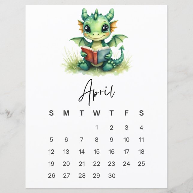 April Baby Dragon Whimsical Fantasy Wall Art (Frente)