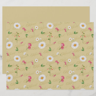April Birth Flower Daisy Sweet Pea Scrapbook Paper