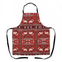 Apron Africano Contemporâneo em Vermelho e Branco