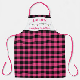 Apron de cozinha doce em Buffalo preto e Rosa