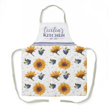 Apron de cozinha personalizada de girassol e mirti