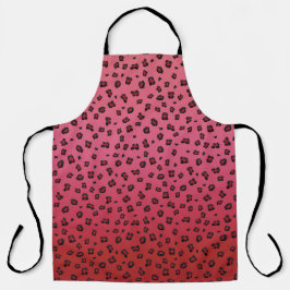 Apron de Impressão de Leppard Vermelho e Negro