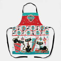 Apron De Natal De Gatos Retro