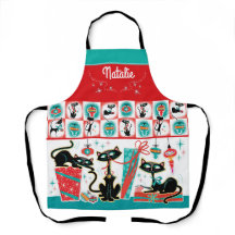 Apron de Natal de Gatos Retroativos - Personalizáv