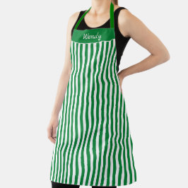 Apron de padrão verde e branco riscado