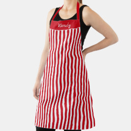 Apron de padrão vermelho e branco listrado