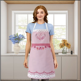 Apron do Monograma do Flor de Cereja Rosa