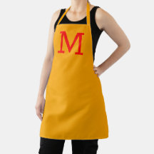 Apron do Ouro do Monograma Moderno Amarelo e Verme
