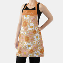 Apron Floral Branco e Laranja