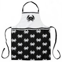 Apron náutico do caranguejo preto e branco monogra