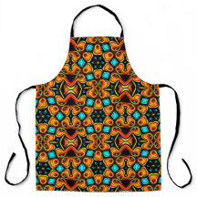 Apron Padrão Laranja e Vermelho