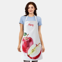 Apron Personalizável de Maçã Vermelha de Aquarela
