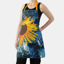 Apron Van Gogh estilo Sunflower Night Scene Design