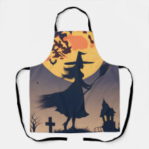 Aprons de Halloween, Bruxa com Lua de Sangue de Br