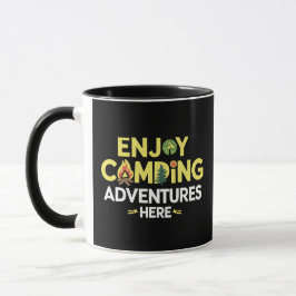 Aproveite acampar Aventuras aqui, caneca preta