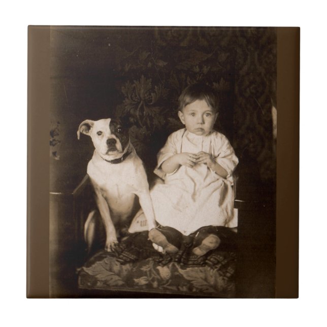 aproximadamente 1910 pitbull e bebê RPPC (Frente)