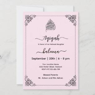 Aqeqah - Aqiqah, elegante moderno - Convite