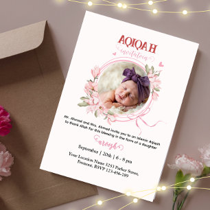 Aqeqah Floral Rosa - Aqiqah - Convite
