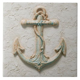 Aqua and Sand Coastal Anchor Art