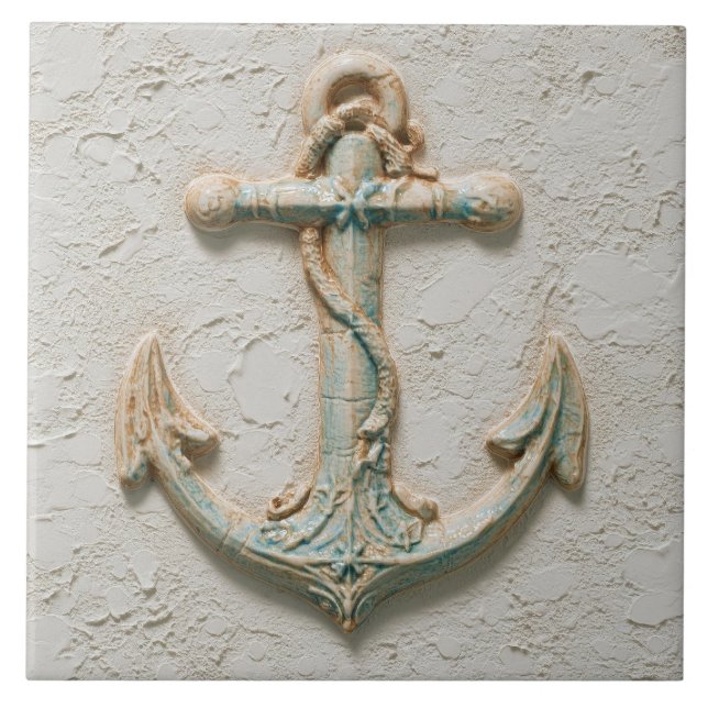 Aqua and Sand Coastal Anchor Art (Frente)