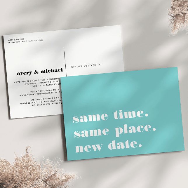 Aqua | Anúncio Moderno de Adiamento de Casamento (Criador carregado)