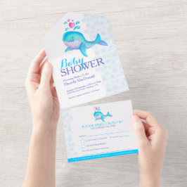 aqua azul-baleia chá de fraldas