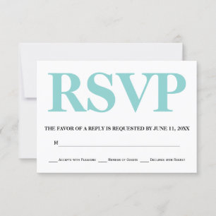 Aqua azul e tipografia branca que wedding RSVP