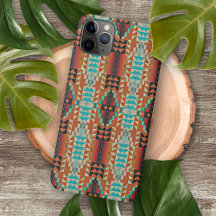 Aqua Azul Laranja Vermelho Única Mosaico Étnico Tr
