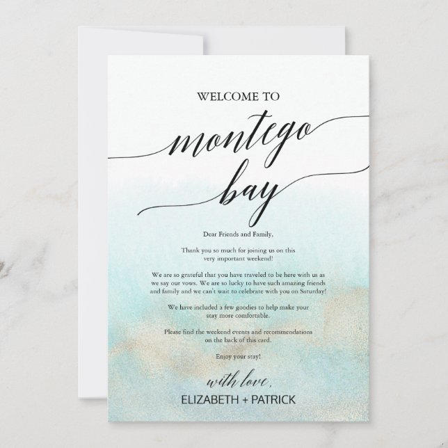 Aqua Beach Montego Bay - Carta de Boas-vindas e It (Frente)