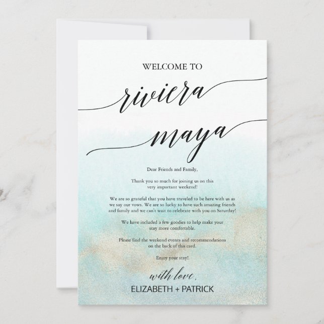 Aqua Beach Riviera Maya - Carta de Boas-vindas e I (Frente)