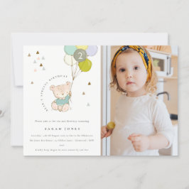 Aqua Bear Balão Foto de Qualquer Convite Aniversár