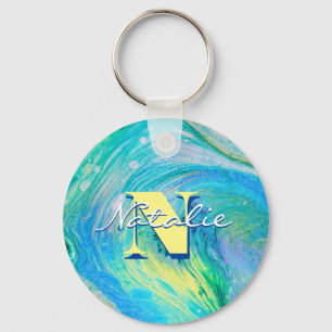 Aqua Blue Acrylic Flow Art Chaveiro