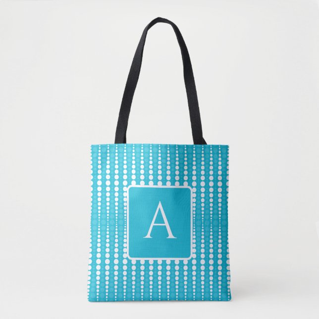 Aqua Blue and White Polka Dot Tote (Frente)