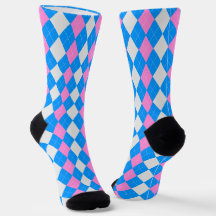 AQUA BLUE & CARNATION PINK Argyle Meias