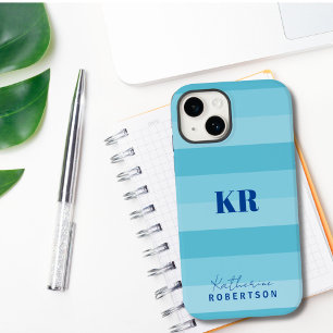 Aqua Blue Color Bloqueia Monograma Personalizado