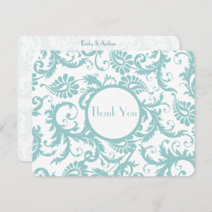 Aqua Blue Damask Swirls Convite Para Casamento