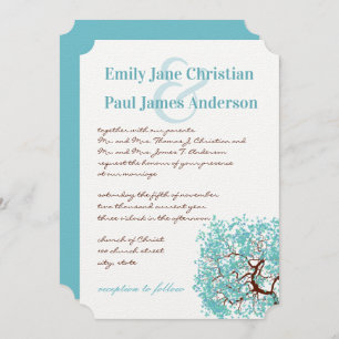 Aqua Blue Deixa o convite para casamento da árvore