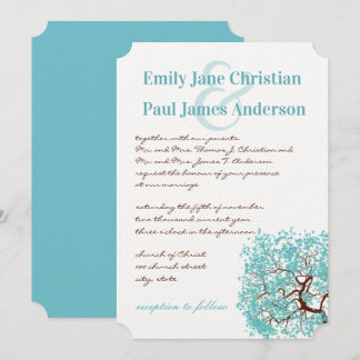 Aqua Blue Deixa o convite para casamento da árvore