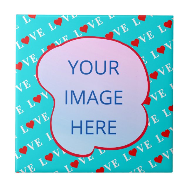 Aqua Blue LOVE Modern Chic (Frente)