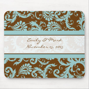 Aqua Blue no Brown Wedding Mousepad Gifts