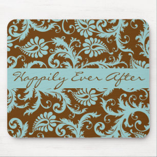 Aqua Blue no Brown Wedding Mousepad Gifts
